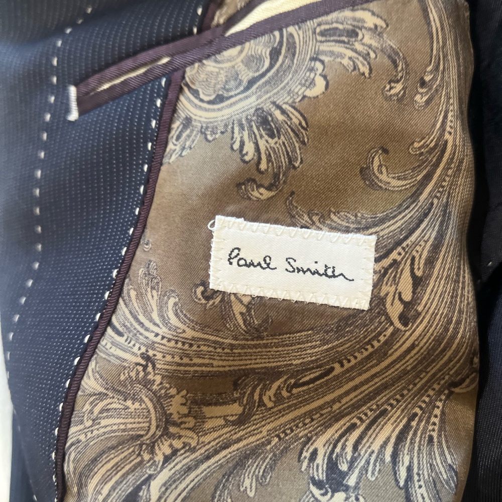 Paul Smith Pinstripe Suit Mens Navy Set Pants Blazer Two Button Wool Trousers 42 - Picture 11 of 16